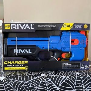 Nerf Rival Charger MXX-1200 Blue Motorized Battery Powered Foam Ball Bla…